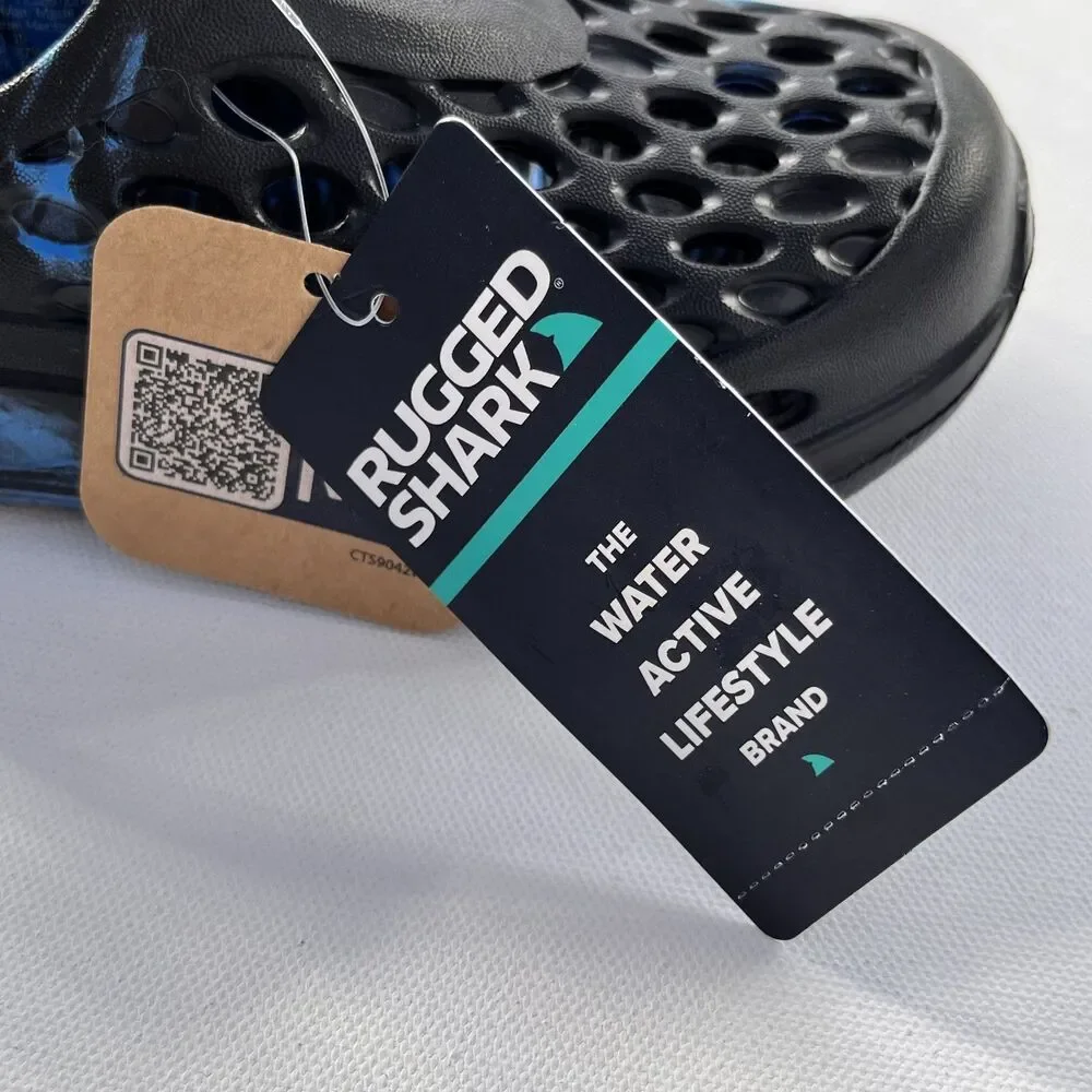 Rugged Shark Blue Black Slip-On Water Sneaker Big Boys‎ Size 1 Vacation Travel